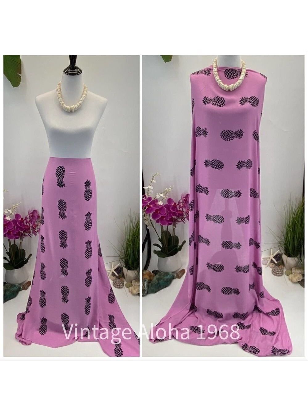 Lilac Pink/Black Pineapple SARONG Pareo Lavalava Beach Skirt Summer Scarf Handma